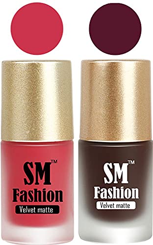 Image of Nail Polishes, Light Pink-Dark Wine Velvet Matte Nail Paint Combo Set of 2 Pcs 7ml each