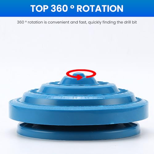 Image of Serplex Drill Bits Station Holder with 100 Slot, 360 Degree Swivel Drill Bit Storage Organizer Stand, Multi Drill Bits Holder with Size Marks, Rotating Drill Bit Station (No Bits Included)