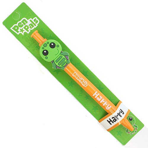 Stands Out, Supplying Outstanding Gifts Harry Boys Personalised Orange Retractable Pen With a Fun Turtle Character With Blue Ink