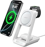3 in 1 Charging Station for iPhone, Magsafe Wireless Charger with Cooling Fan for iPhone 16 15 14 13 12 Series & Apple Watch Charger 10/Ultra 2, Wireless Charging Station for AirPods 4/3/Pro/Pro 2