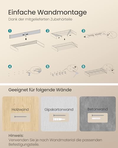 SONGMICS Wäscheständer Wandmontage, Wäschetrockner klappbar 6 Stangen, Wandwäschetrockner ausziehbar, Wandtrockner platzsparend, Bohrschablone, für innen, außen, 100 cm, mattweiß LLR810WE01