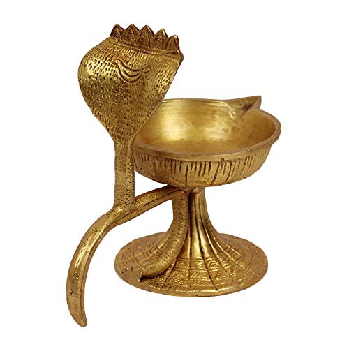 Image of Artavrko Big Brass Sheshnaag Om Diya Handle Aarti Incense Burner, Loban Burner ,Bakhoor Burner, Dhoop Dhuni, Sambrani Dhoop for Home, Offices & Temples (6.5x3.5x5.5 Inches)