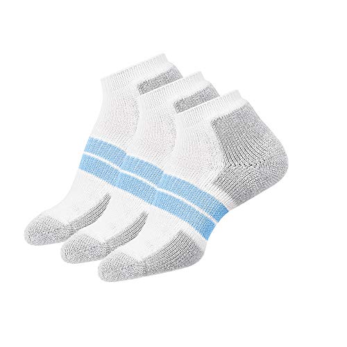 Thorlos Women's 84 N Max Cushion Running Low Cut Socks, White/Pale Blue (3 Pair Pack), Medium #TOP6