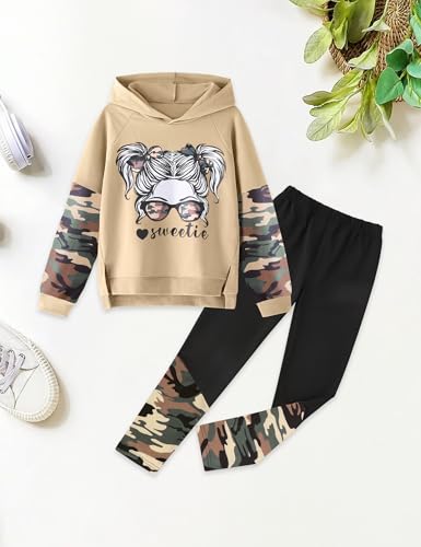 Image of Gaupafmb Girls Clothes Cool Girl Print Tie Dye Hoodie Pullover Sweatshirt Leggings 2PC Outfits
