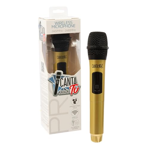 CANTA TU KARAOKE Micrófono inalámbrico Pro 2023, micrófono de Karaoke inalámbrico, frecuencia 2402 MHz-2480 MHz, 4 Colores Disponibles, Compatible con Canta Tu Pro 2023, Ideal para duetos, Dorado