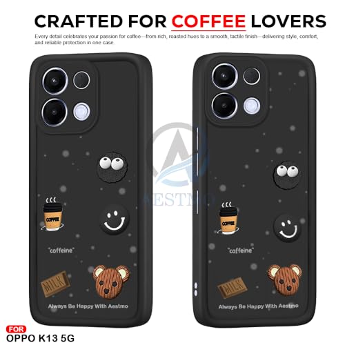 Image of AESTMO Back Case Cover for Oppo K13 5G Cover | Cute Fun Cartoon 3D Ball | Coffee Silicone Case | Full Body Protection | Camera Protection Back Oppo K13 5G (Black)