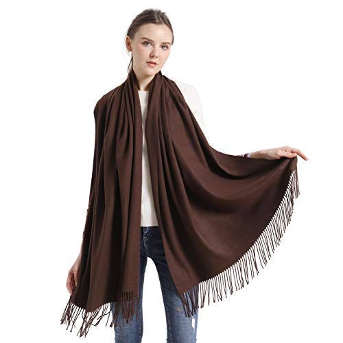 vimate Pashmina Stola Wraps Soft Coffee Brown Pashima Schals und Wraps für Abendkleider (DE-Coffee)