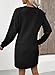 EVALESS Fall Dresses for Women 2025 Fashion V Neck Long Sleeve Summer Mini Dress Solid Casual Beach Vacation Clothes Tshirt Dresses with Pockets Women's Clothing Black Large