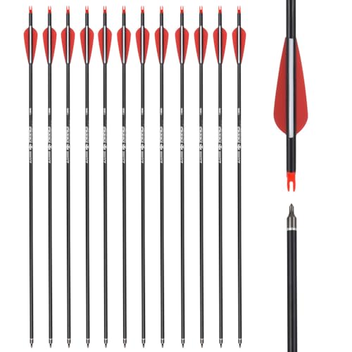 ELONG OUTDOOR 30 Pouces Flèche Arc Chasse Flèche Carbone, Tir à l’Arc pour Entraînement et pour l’Arc Long, l’Arc Traditionnel et l’Arc Recourbé...