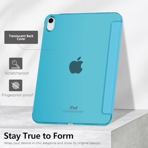 Image of MoKo for iPad (A16) 11th Generation Case 11 Inch 2025, iPad 10th Generation Case 10.9 Inch 2022, Slim Stand Hard PC Translucent Back Shell Smart Cover, Support Touch ID, Auto Wake /Sleep, Azure