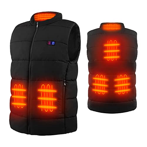 MJIIM Chaleco Calefactable, Chaqueta Calefactable Eléctrica para Hombres Mujeres, 3 Temperatura Chaleco Calentador con 6 Zonas Calefacción, Chaleco Invierno para Deporte Motociclismo Esquí(L) Cover