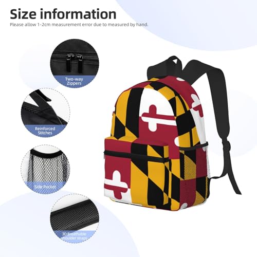 Sac à dos noir imprimé drapeau du Maryland WURTON One Size - 5