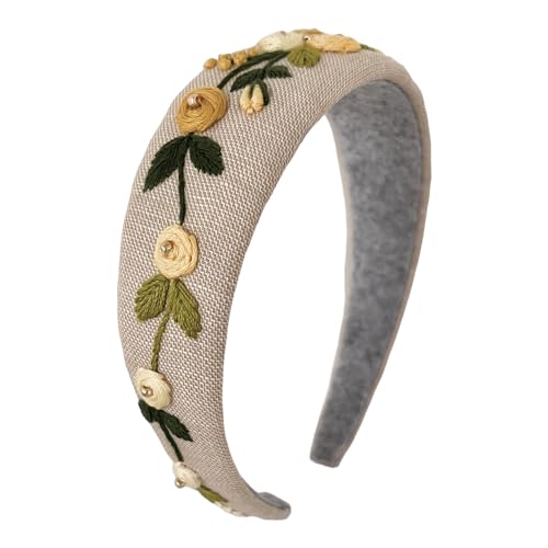 Leonyvie Hand Embroidered Linen Headband (Grace) - Image 3 thumbnail