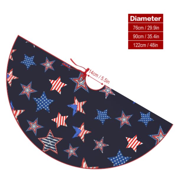 48 Inch Patriotic Tree Skirt Christmas Tree Decoration Holiday Family Gathering Decor Perfect for 4th of July Tree Skirt Festive Holiday Home Decor Christmas Celebration