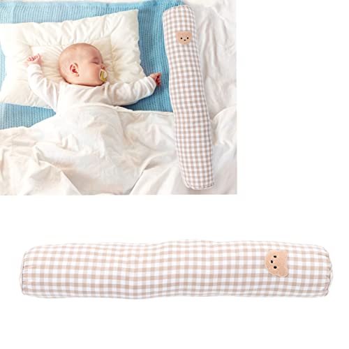 Almohada multifuncional para bebé, almohada antivuelco, almohada para siesta lateral, almohada para abrazo, almohada para pierna trasera, para cuna, cama, carro, lavable a(Tela escocesa + oso caqui)