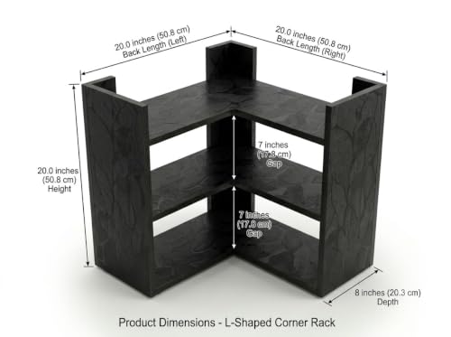 Image of Multipurpose 3 Tier L Shaped Wooden Storage Rack For Kitchen, Living Room and Utility Storage, Dark Elegance