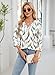 MIHOLL 3/4 Length Sleeve Womens T Shirts Spring Summer 2025 Fashion V Neck Dressy Casual Work Shirts Leaf Print S