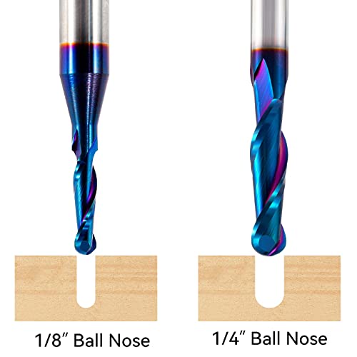 2 PCS Ball Nose Set CNC Router bits Carbide Ball Nose End Mill with Nano Blue Coating for Side Milling. End Milling. Finish Machining. (2 PSC Ball Nose Set) - Image 3
