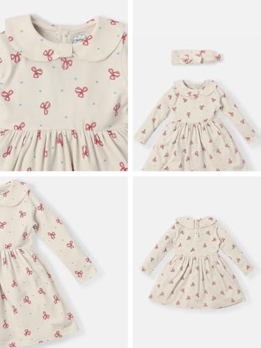 Image of Nautinati Baby Girls 100% Cotton Peterpan Collar Printed Dress | Age 0-3 Years