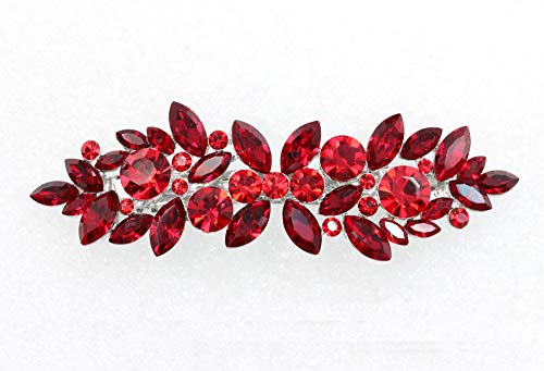 Faship Gorgeous Red Rhinestone Crystal Floral Hair Barrette Clip #TOP1
