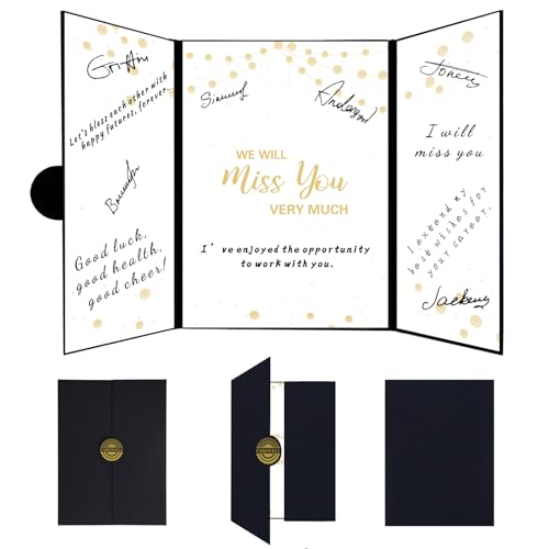 Holkcog Farewell Guest Book Alternative Farewell Gifts for Colleagues and Friends Black and Gold...
