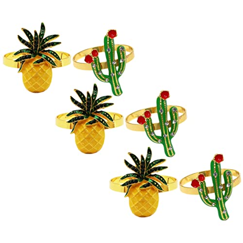 Coheali 30 Pcs Decorative Buckles Fruit Holder Vivid Cactus Plant Shaped Pineapple Design Party Rings Hawaii Creative Delicate Ornaments Ornamental Alloy Pattern And Napkin Dining Favor #TOP6