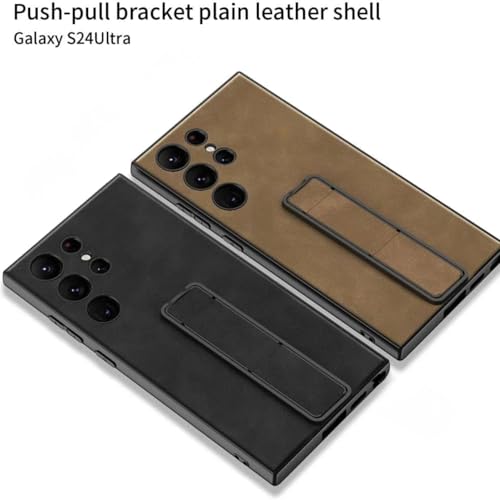 Image of TechTrendz Luxyry Slim Frosted Leather Folding Bracket Kickstand Case Compatible with Samsung Galaxy S25 Ultra, Skin-Feel Camera Protective Cover for Samsung Galaxy S25 Ultra 5G (Black)