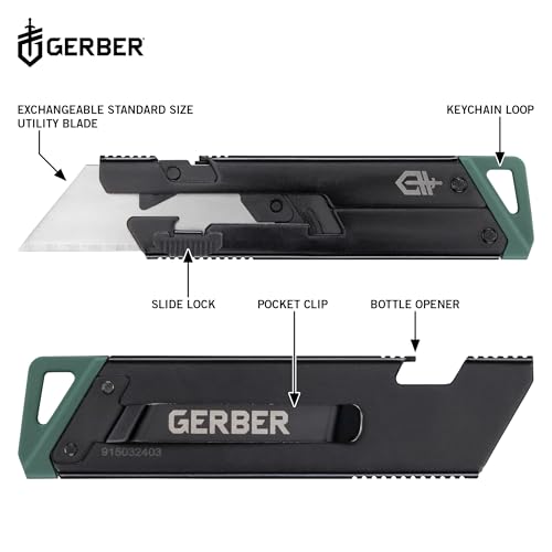 Gerber Gear EAB Slim Compact Utility Knife, Clips to Pocket or Keychain with Replaceable Blade with Bottle Opener for Everyday Carry, EDC Gear with Box Cutter Retractable, Black - Image 4