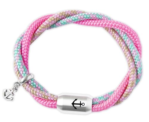 Paris Montana Das Original Anker-Boho Segeltau-Armband Dreireihig Geflochten Unisex Gravur Anhänger Magnetverschluss Durchmesser 8mm Ø (19.00)