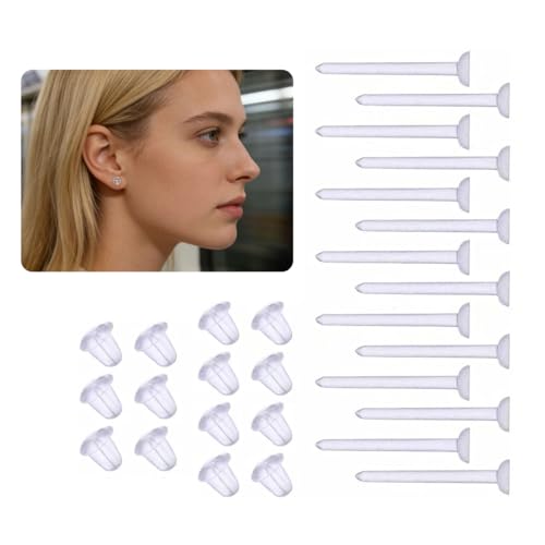 100 Pairs Clear Plastic Earrings - Clear Post Earring Posts and Backs, Silicone Stud Earrings for Ears, DIY Blank Earring Pins for Ear Hole Care & Jewelry Making