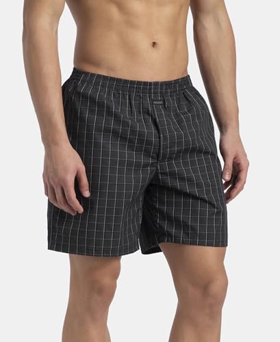 Image of Jockey 1223 Men Super Combed Mercerized Cotton Woven Checkered Boxer Shorts with Side Pocket (Pack of 2, Colors & Prints May Vary)