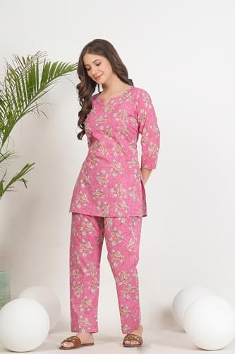 Image of Kuruti B Sheets Women's Printed Night Suit Set | Soft & Breathable Top and Pyjama Set for Women | Stylish Relaxed Fit Sleepwear for Everyday Comfort | Perfect Lounge Wear for Home & Travel