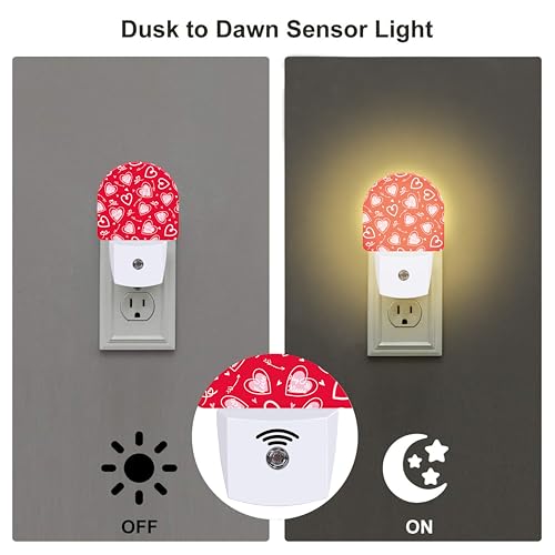 Image of Valentine's Day Love Words and Arrow Night Light for Kids, Red Love Hearts Night Light Plug in with Dusk to Dawn Sensor,0.5w Energy Saving Nightlight for Hallway Stairway Kitchen Bedroom