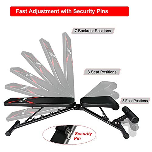 FirstE Adjustable Weight Bench, Portable Strength Training Bench, Flat Incline Decline Full Body Exercise Men/Women Fitness Bench, Foldable Workout Bench for Home Gym Indoor, 550lbs Capacity - Image 4