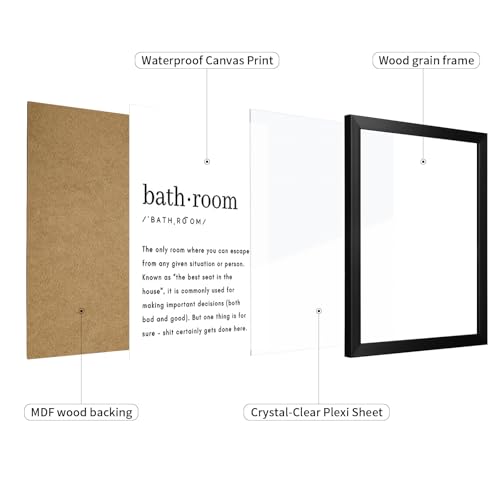 TUXVAKY Black and White Wall Art Bathroom Signs Decor Funny Bathroom Pictures for Wall Decorations — view 3