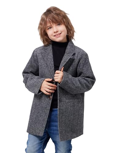 WULFUL Boys Wool Coat Single Breasted Trench Coat Winter Pea Coat4
