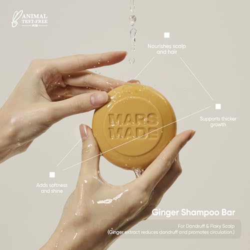 Image of MARS MADE Ginger Shampoo Bar 2.0 - Hydrating & Moisturizing Natural Hair Soap for Hair Vitality & Scalp Nourishment - Solid Shampoo for All Hair Types (120g, 4.23oz)