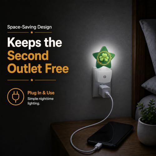 Image of Clover Plug in Star Night Light, Night Light with Sensor for Kids Nursery Bedroom, Decorative Soft Glow Lamp for Hallway Bathroom, Energy Saving