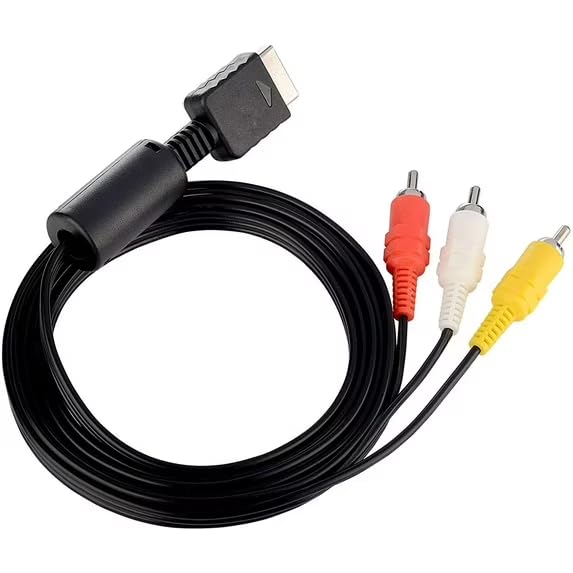 PS2 AV Cable, Audio Video Cord for PS2 PS1 PS3, AV to RCA Composite Audio Video, TV Cord Compatible with PlayStation