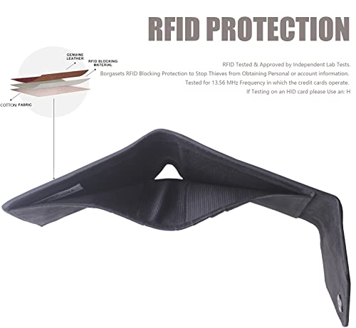 Borgasets Women's Rfid Blocking Small Compact Bifold Leather Pocket Wallet Ladies Mini Purse (Nubuck Black) #TOP4