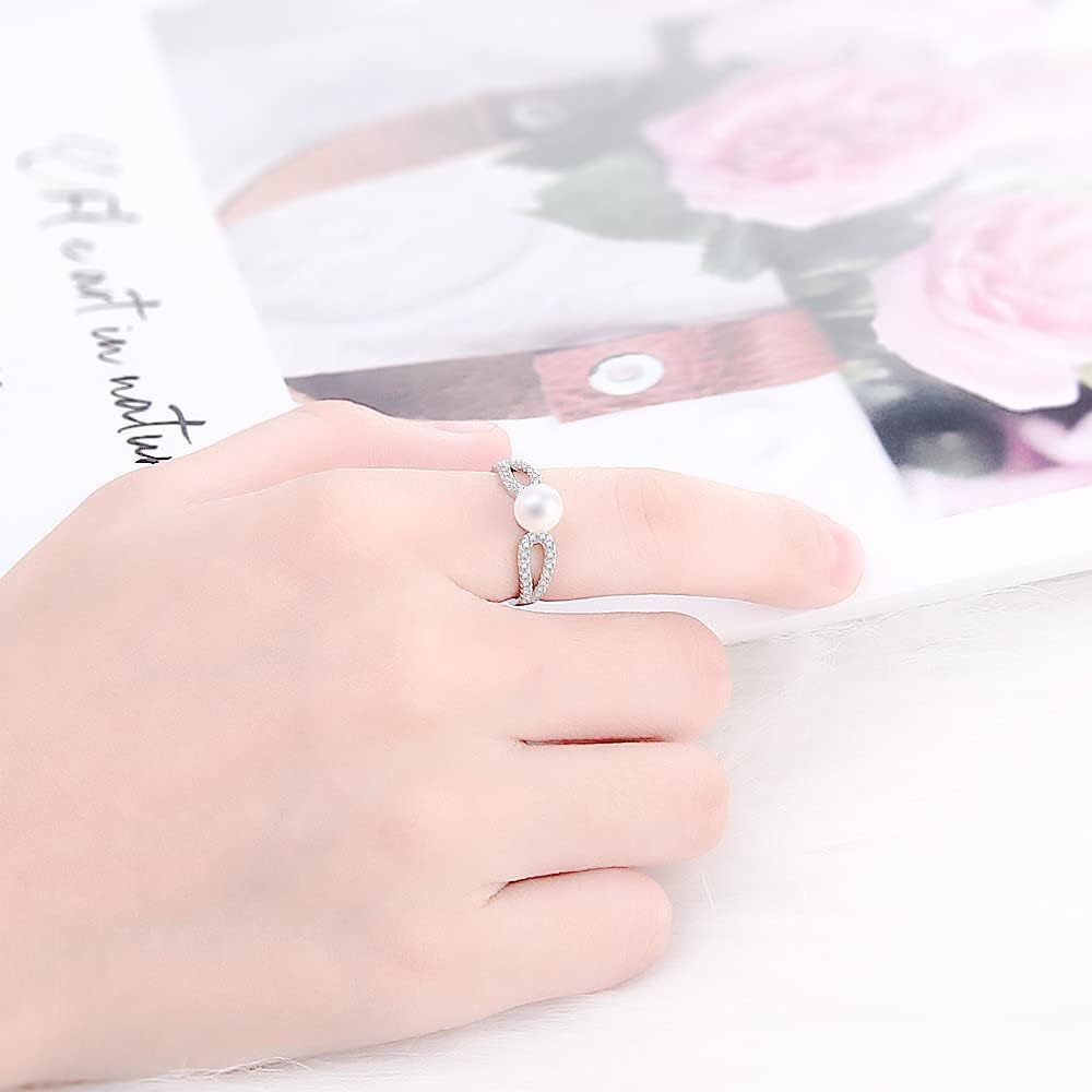925 Sterling Silver Infinity Love CZ Rings for Pearl Jewelry Making, Design Ring Fittings Settings Mountings for Women
