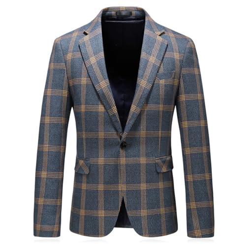Iynnijoy Men's Plaid Blazer Casual Sports Coat Slim Fit Plaid Suit Jackets for Party Wedding