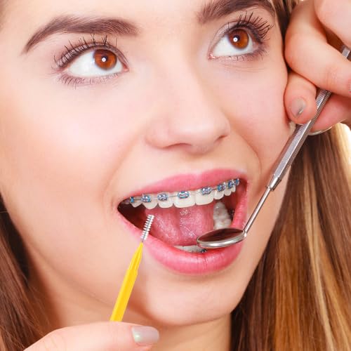 Image of 100 Pcs Interdental Brushes, 5 Sizes Braces Flossers for Cleaner Braces Brush Soft Dental Brushes Toothpicks Dental Floss Picks Dental for Braces Oral Cleaning(5 Colors)