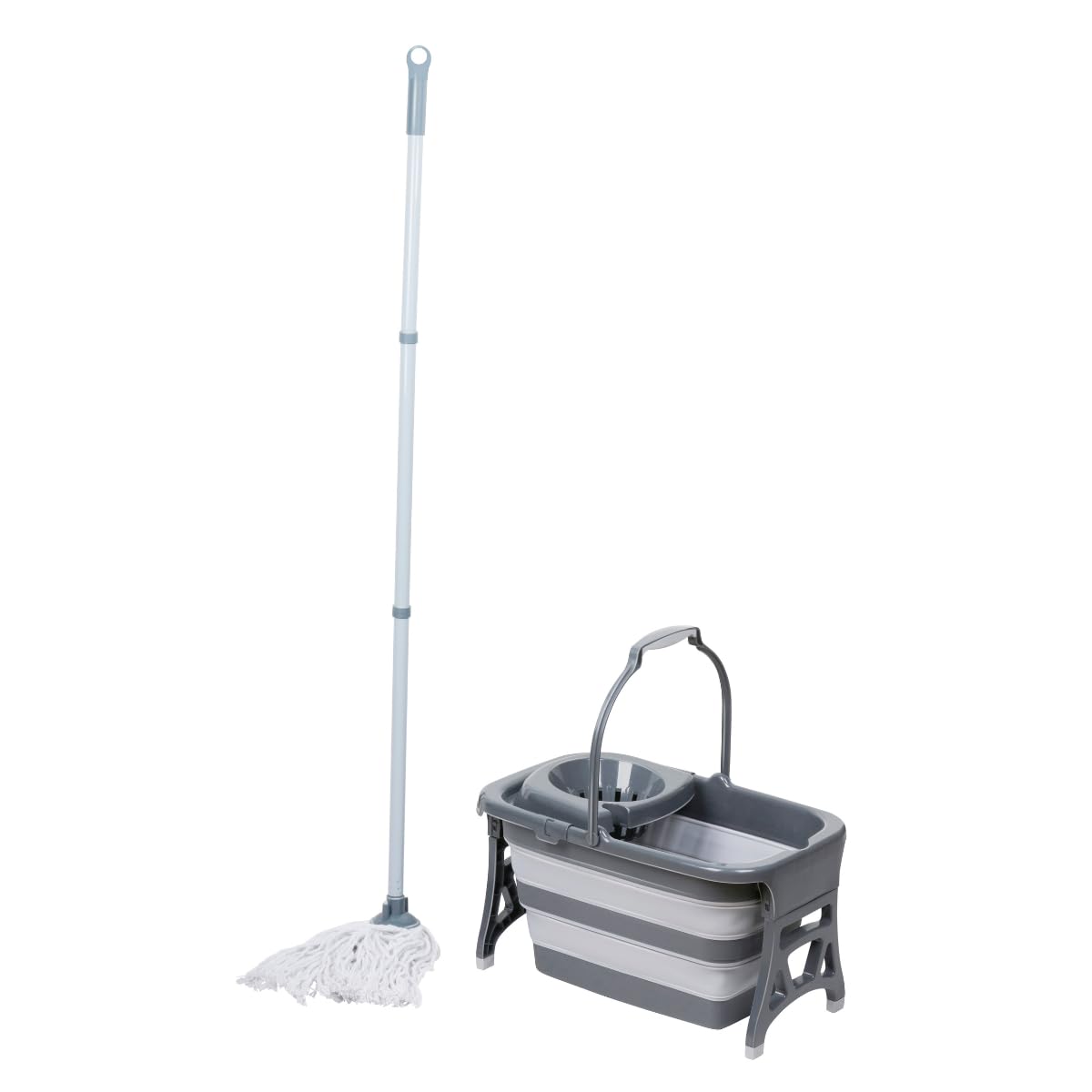 Dirt Devil Juego de fregona con cubo y escurridor - Sistema de fregona con cubo plegable de 18L - Barra de fregona con cabeza de trapeador extraíble - Juego completo de fregona para todo tipo de suelo