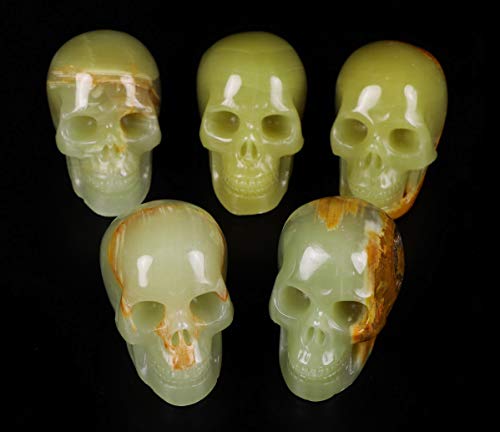 Skullis 2.0" Afghanistan Jade Crystal Skull, Hand Carved Gemstone Fine Art Sculpture, Reiki Healing Stone Statue. #TOP6