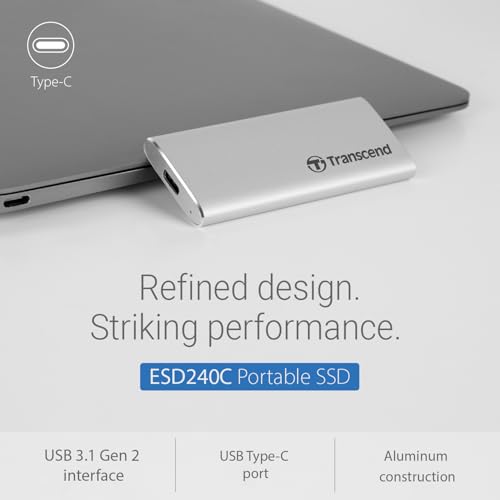 Image of Transcend Information 120GB Portable SSD TLC USB 3.1 Gen 2, Silver (TS120GESD240C)