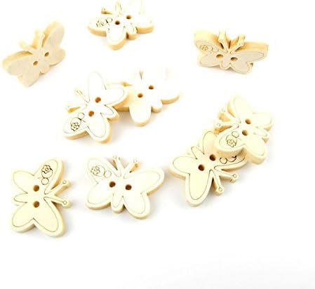630 Pieces Sewing Clothing Buttons Sew On Wooden Wood Knopfe BB2102 Butterfly Natural Color Boutons Fasteners Notions Multi Pattern Cartoon Supplies Arts Crafts Accessories