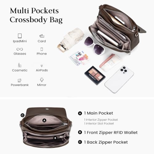 Image of befen Genuine Leather Medium Crossbody Bags for Women Saddle Bag Purse