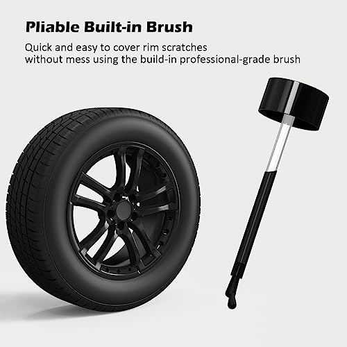 Image of FOLLOWIN Black Rim Touch Up Paint for Cars, Wheel Paint Repair Kit | Built-In Brush, Low-Odor, Repair Rim Curb Rash, Wheel Scratch, Surface Damage Quick and Easy, 1 fl oz