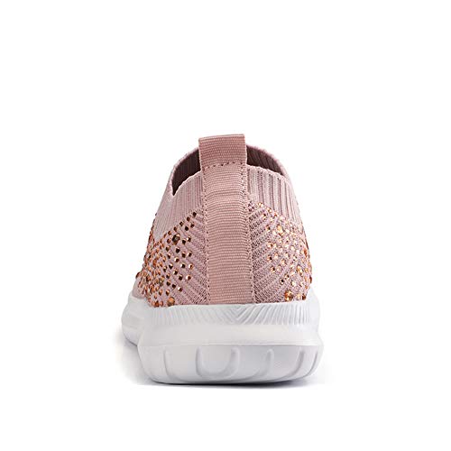Image of GOSPT Women's Mesh Sport Shoes Rhinestone Glitter Slip On Ballroom Jazz Latin Dance Sock Sneakers